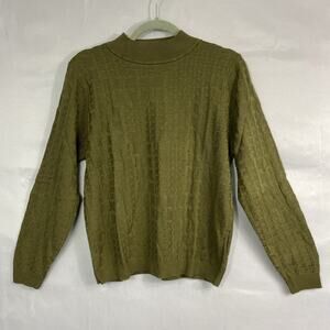 NEW Alfred Dunner Women's Petite PL Acrylic Sweater Army Green Mock Neck USA